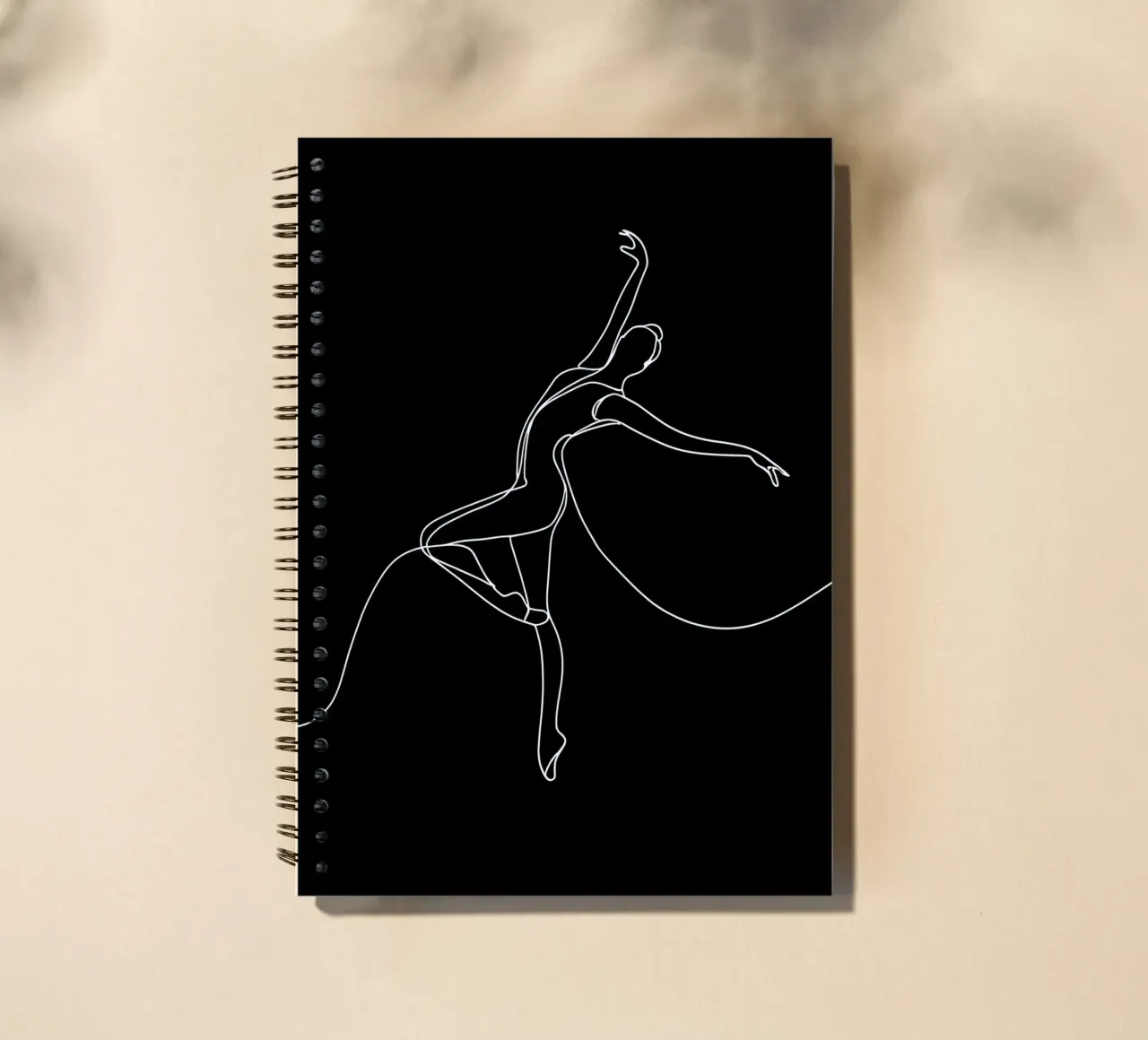 Minimalist One Line Drawing of a Ballerina Woman | Modern Ab spiral notebook by Viv Line Art