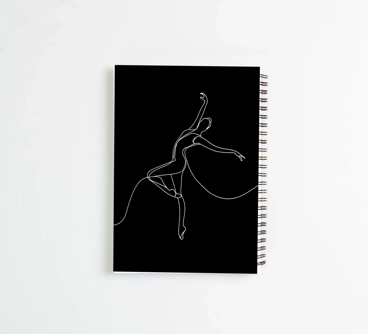 Minimalist One Line Drawing of a Ballerina Woman | Modern Ab spiral notebook by Viv Line Art