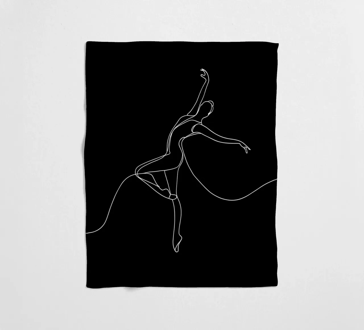 Minimalist One Line Drawing of a Ballerina Woman | Modern Ab fleece blanket by Viv Line Art