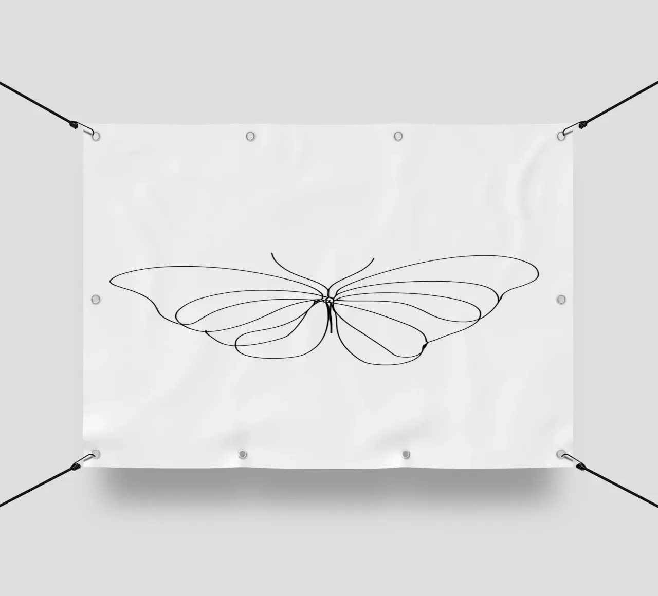 Disegno minimalista di una farfalla su una sola linea | Astratto moderno telo in pvc da Viv Line Art