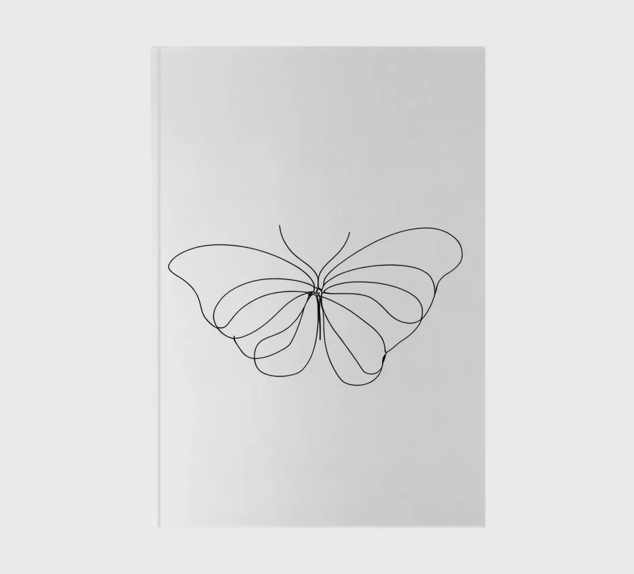 Minimalist One Line Drawing of a Butterfly | Modern Abstract notebook by Viv Line Art