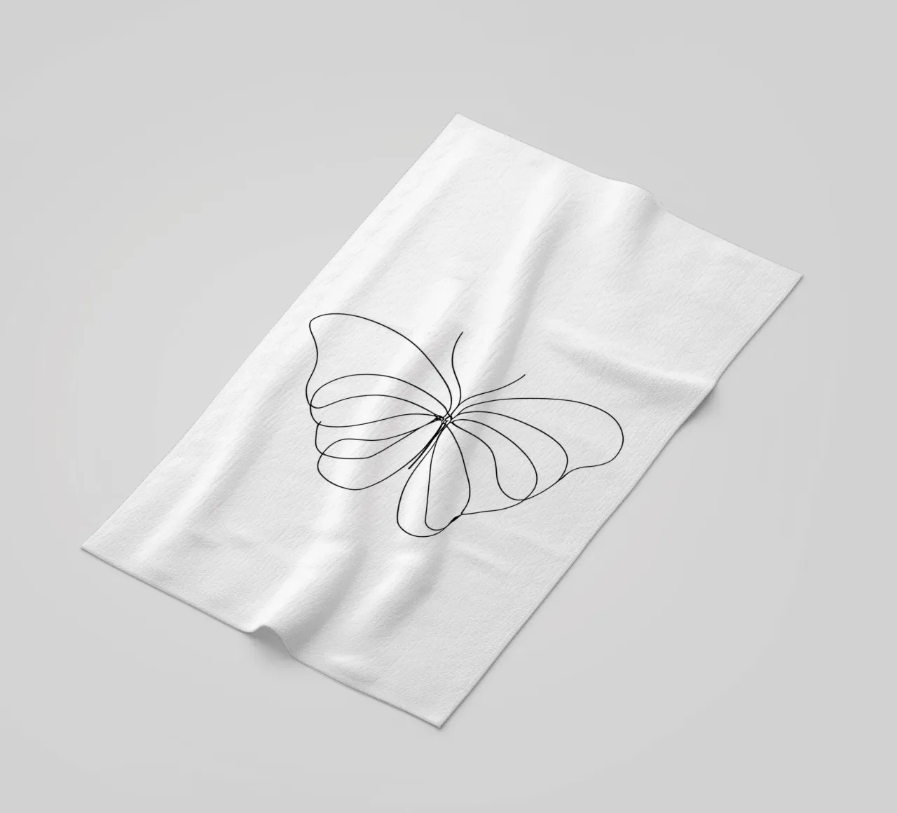 Disegno minimalista di una farfalla su una sola linea | Astratto moderno telo mare da Viv Line Art