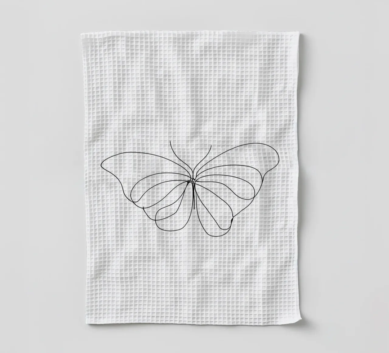 Dessin minimaliste d'une ligne d'un papillon | Moderne Abstrait torchon de Viv Line Art