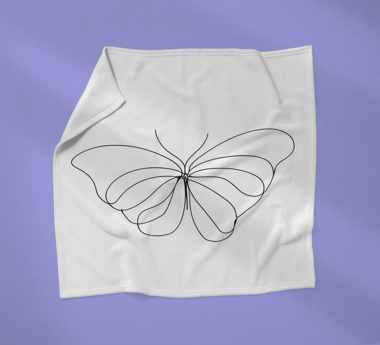 Minimalist One Line Drawing of a Butterfly | Modern Abstract fleece blanket by Viv Line Art