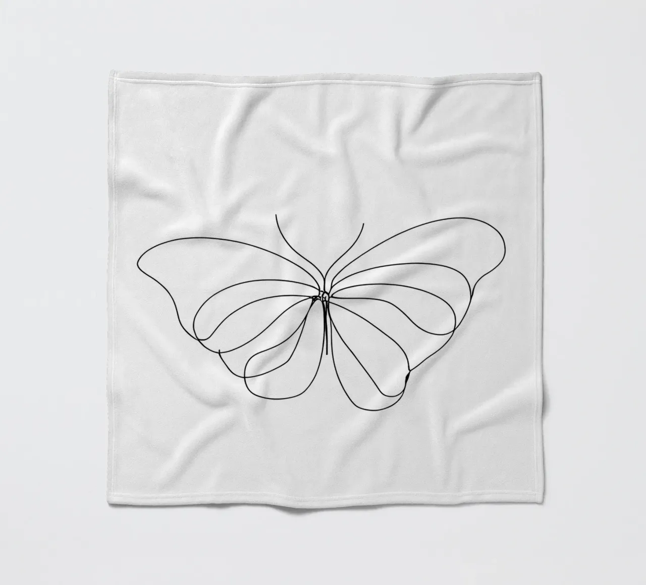 Minimalist One Line Drawing of a Butterfly | Modern Abstract fleece blanket by Viv Line Art