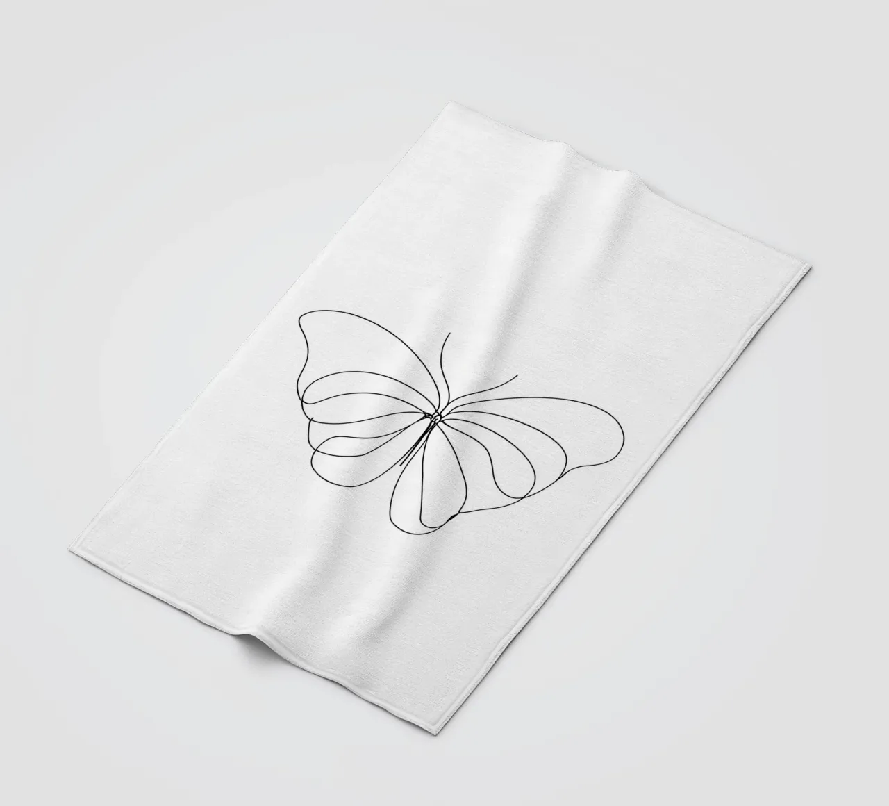 Minimalist One Line Drawing of a Butterfly | Modern Abstract fleece blanket by Viv Line Art