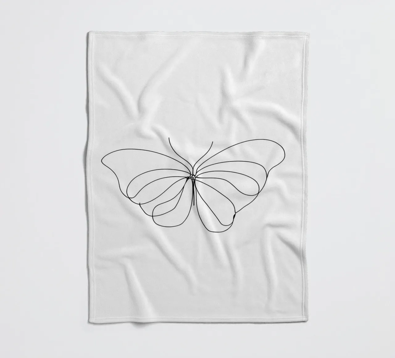 Minimalist One Line Drawing of a Butterfly | Modern Abstract fleece blanket by Viv Line Art