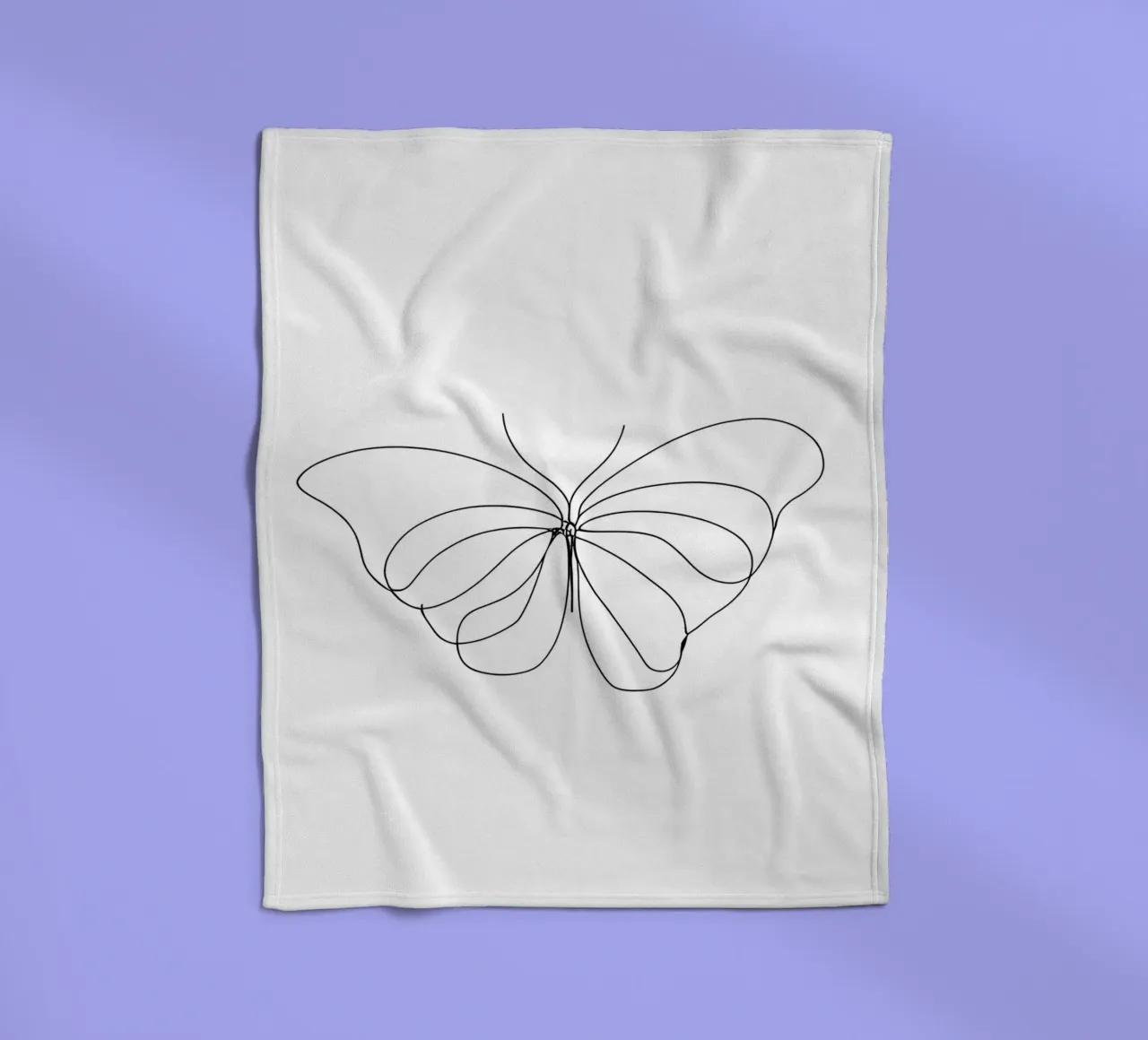 Minimalist One Line Drawing of a Butterfly | Modern Abstract fleece blanket by Viv Line Art