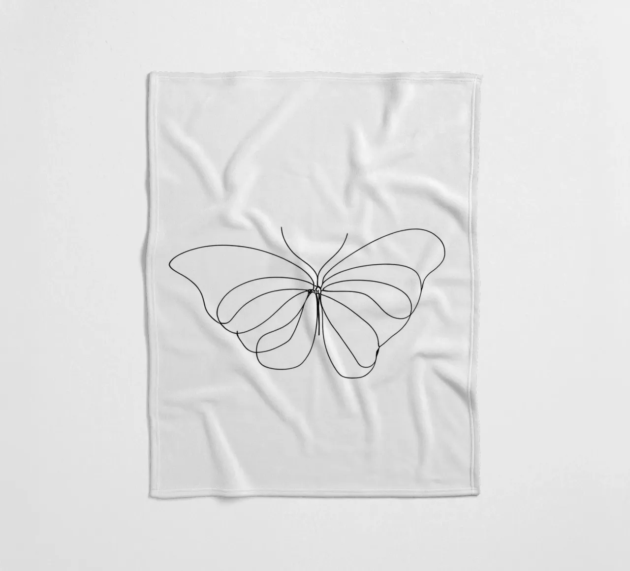 Minimalist One Line Drawing of a Butterfly | Modern Abstract fleece blanket by Viv Line Art