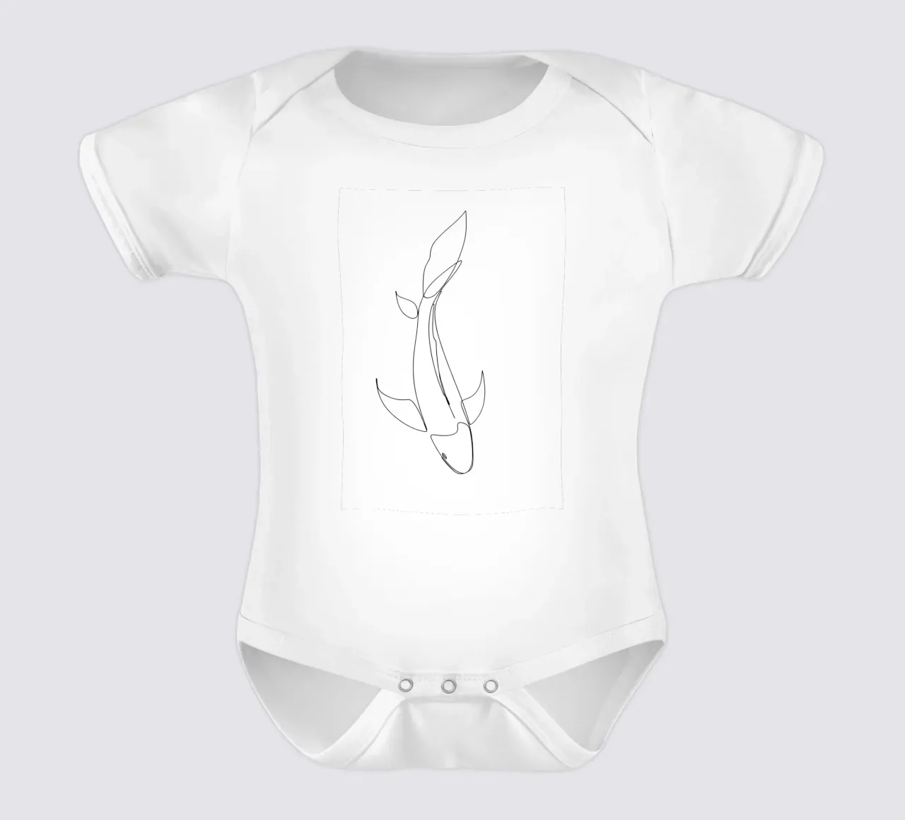 Dessin minimaliste d'une ligne d'un poisson | Art abstrait moderne body bébé de Viv Line Art
