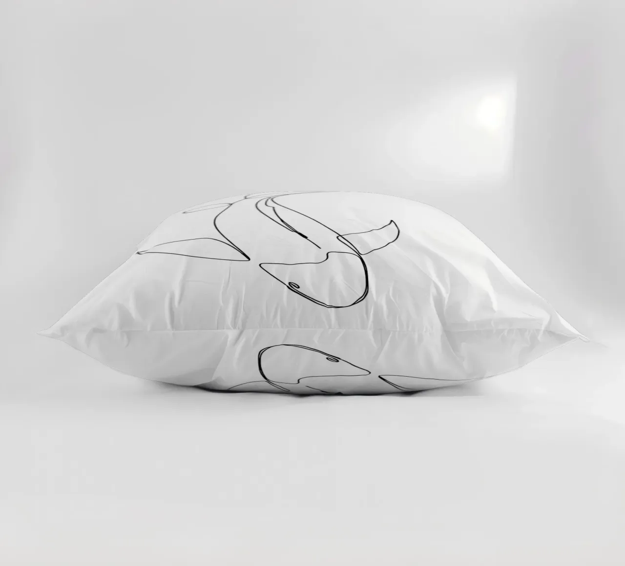Minimalist One Line Drawing of a Fish | Modern Abstract Art decorative cushion by Viv Line Art
