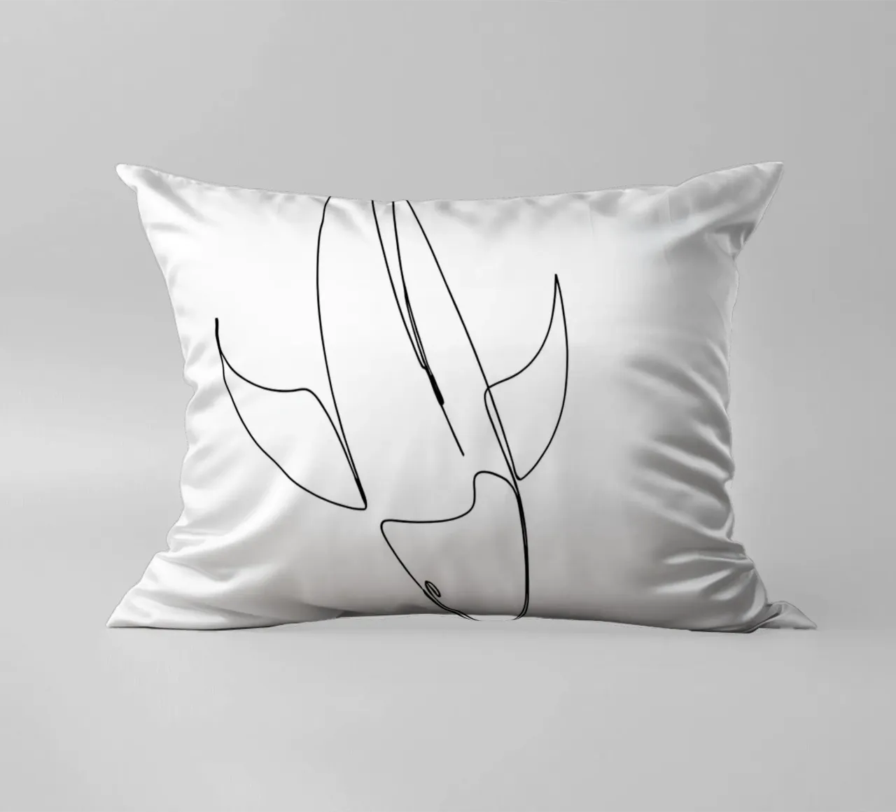 Minimalist One Line Drawing of a Fish | Modern Abstract Art decorative cushion by Viv Line Art