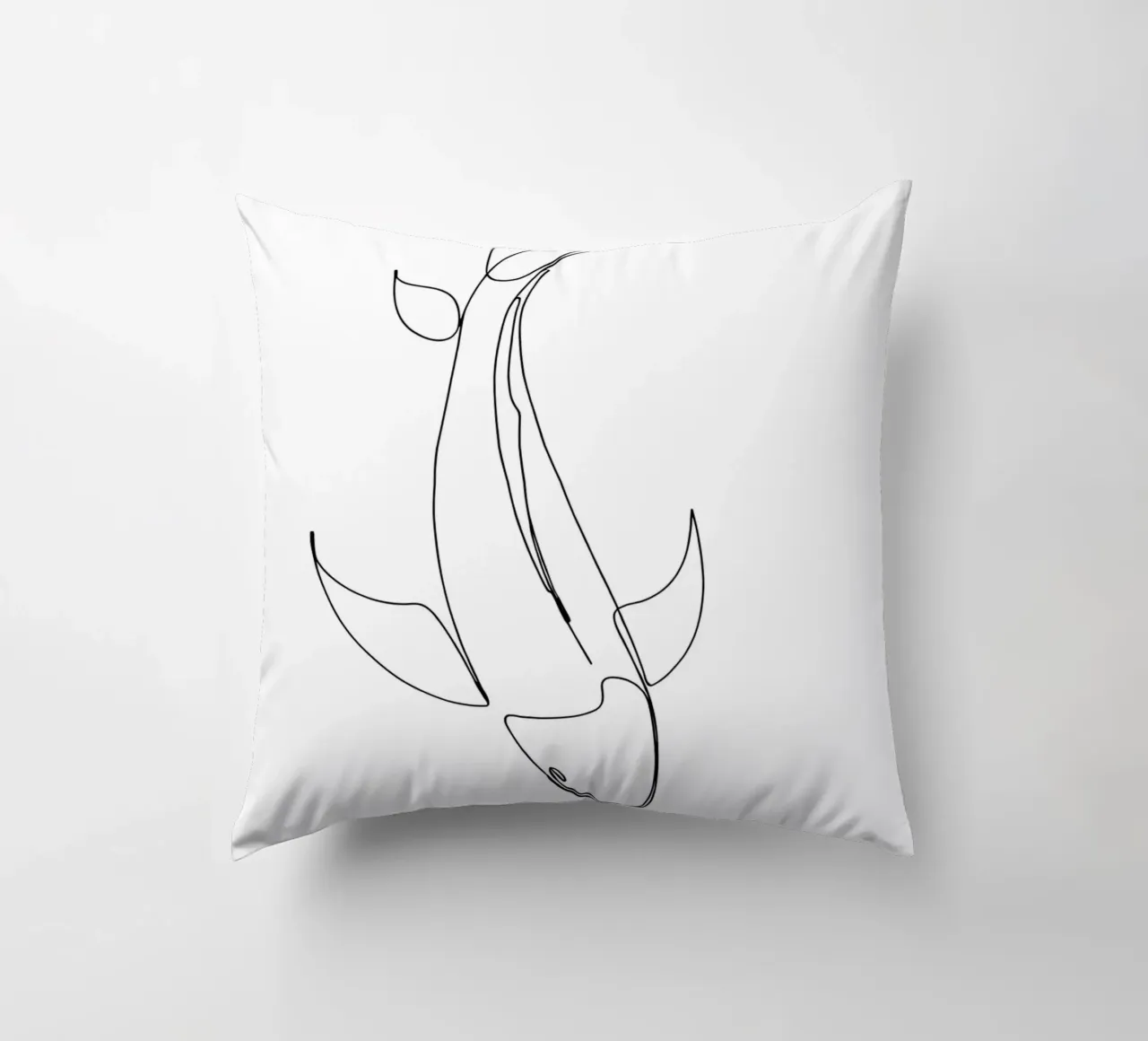 Minimalist One Line Drawing of a Fish | Modern Abstract Art decorative cushion by Viv Line Art