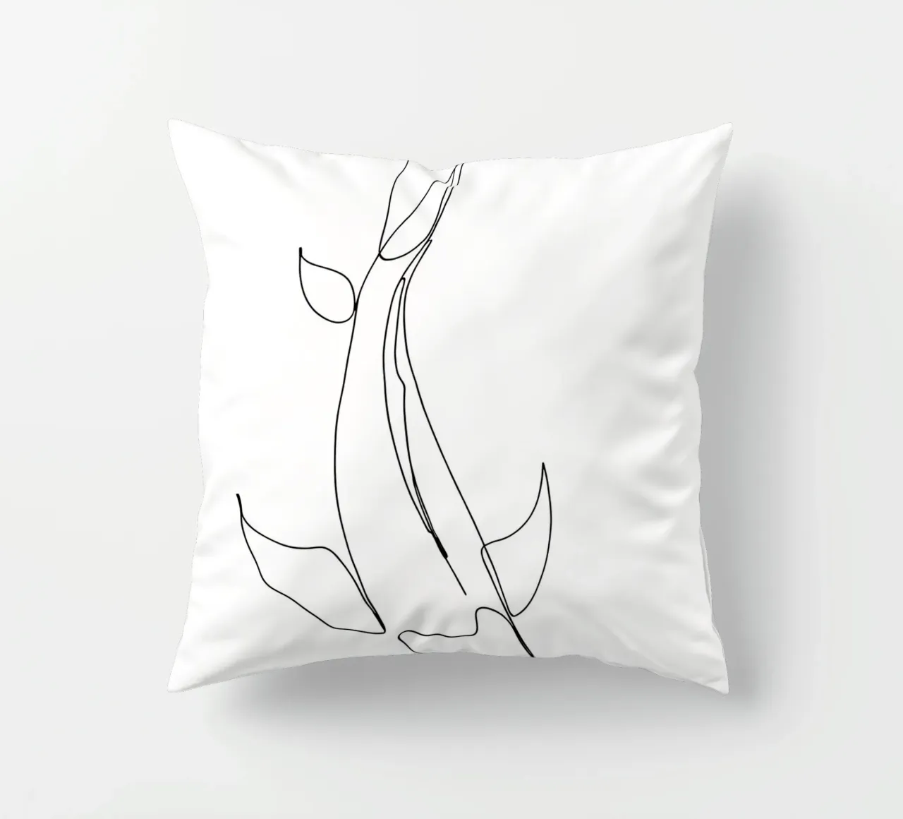 Minimalist One Line Drawing of a Fish | Modern Abstract Art decorative cushion by Viv Line Art