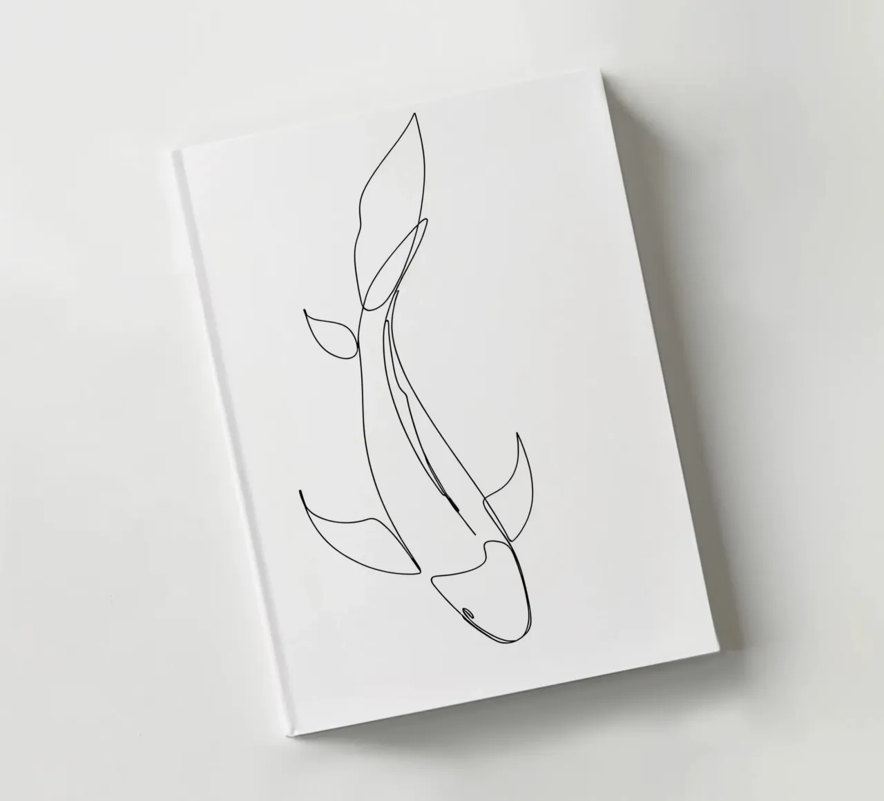 Minimalist One Line Drawing of a Fish | Modern Abstract Art notebook by Viv Line Art