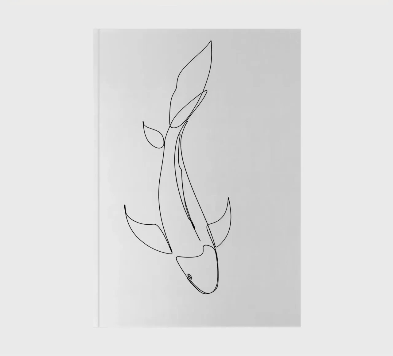 Minimalist One Line Drawing of a Fish | Modern Abstract Art notebook by Viv Line Art