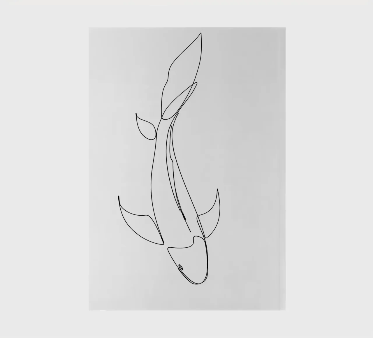 Minimalist One Line Drawing of a Fish | Modern Abstract Art notebook by Viv Line Art