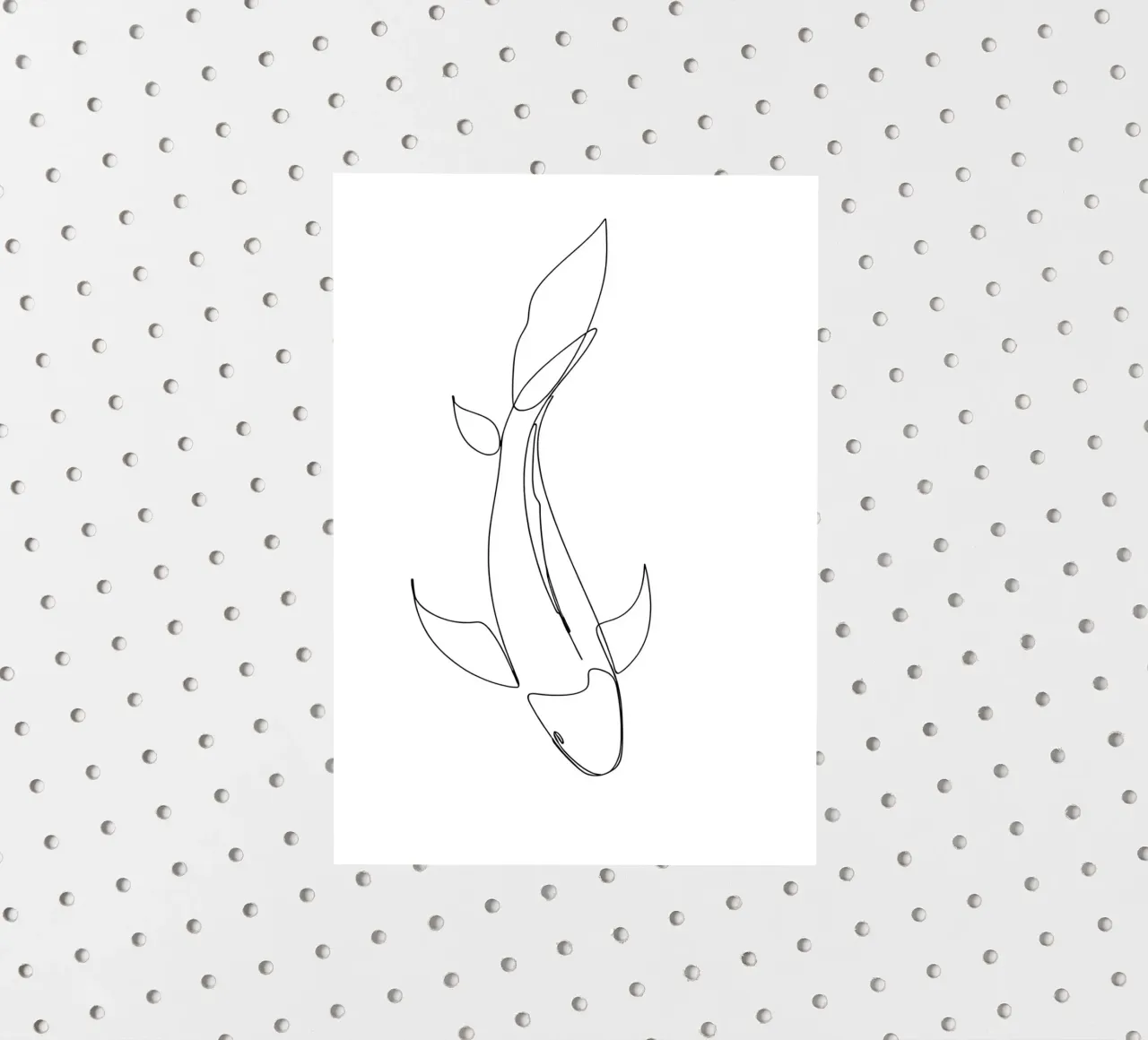 Dessin minimaliste d'une ligne d'un poisson | Art abstrait moderne autocollant de Viv Line Art