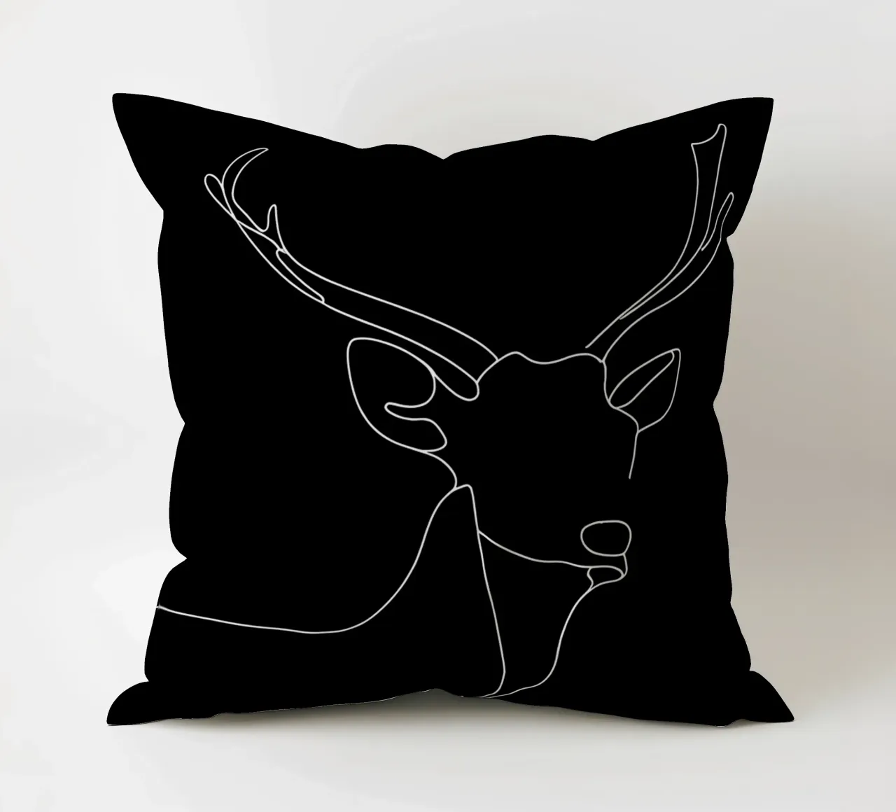 Minimalist One Line Drawing of a Deer | Modern Abstract Art decorative cushion by Viv Line Art