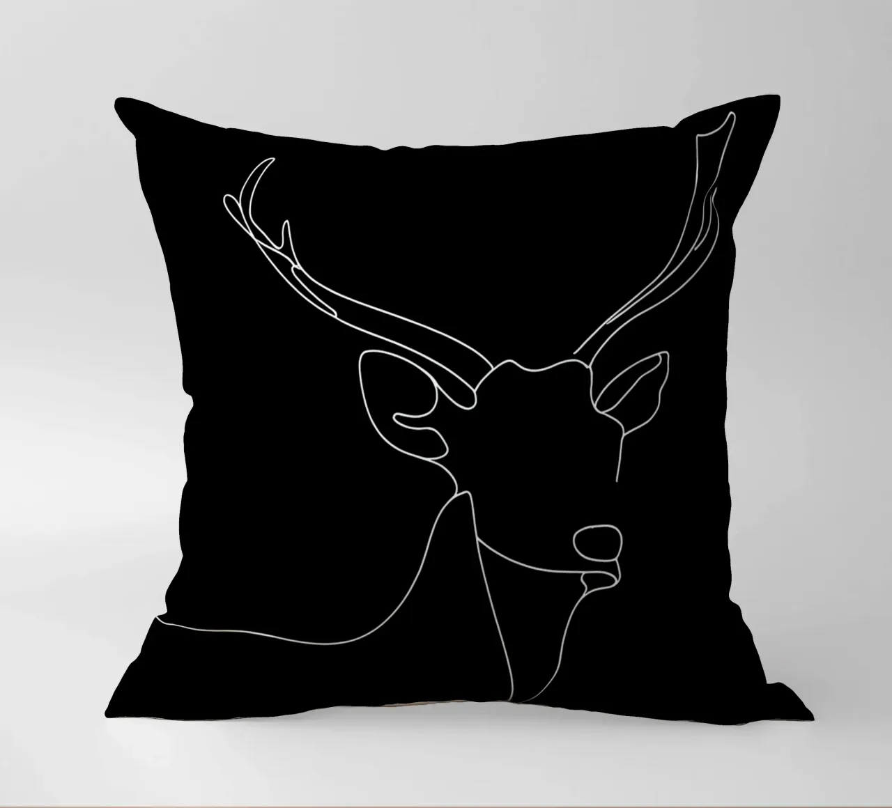 Minimalist One Line Drawing of a Deer | Modern Abstract Art decorative cushion by Viv Line Art