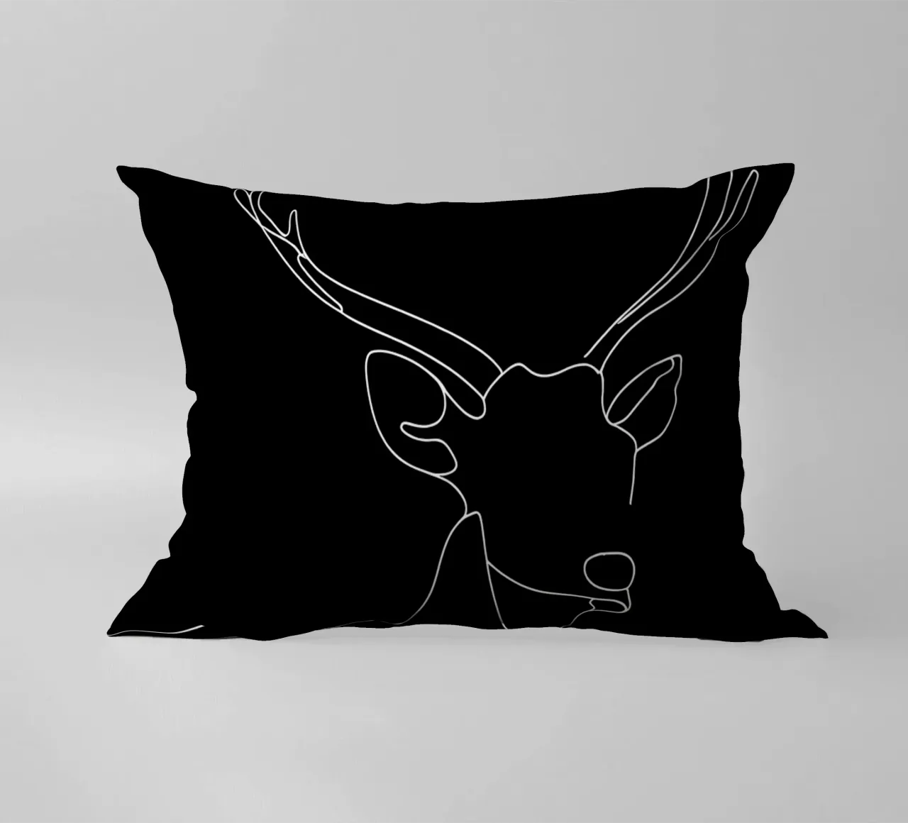 Minimalist One Line Drawing of a Deer | Modern Abstract Art decorative cushion by Viv Line Art