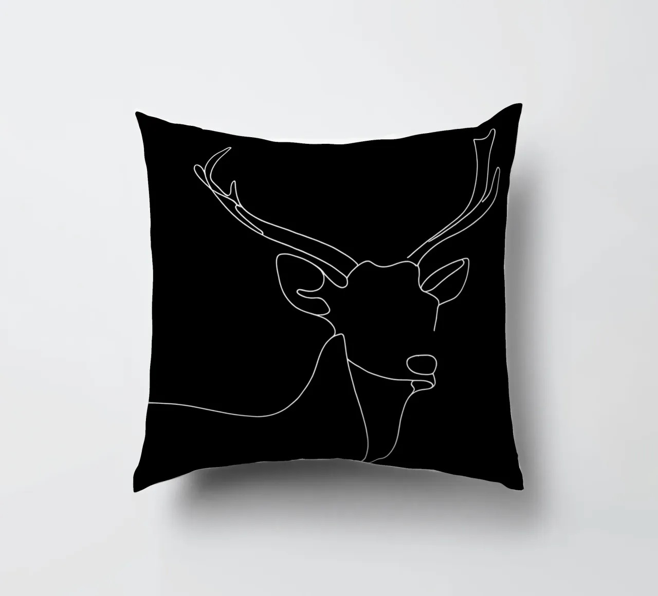 Minimalist One Line Drawing of a Deer | Modern Abstract Art decorative cushion by Viv Line Art