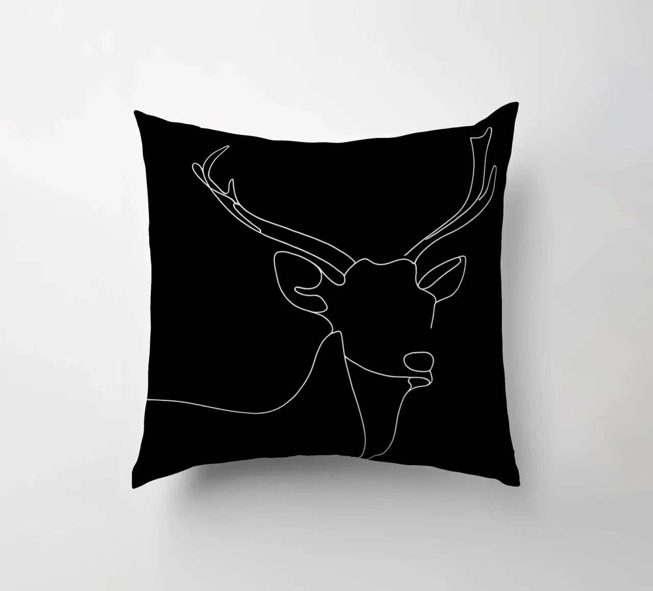Minimalist One Line Drawing of a Deer | Modern Abstract Art decorative cushion by Viv Line Art