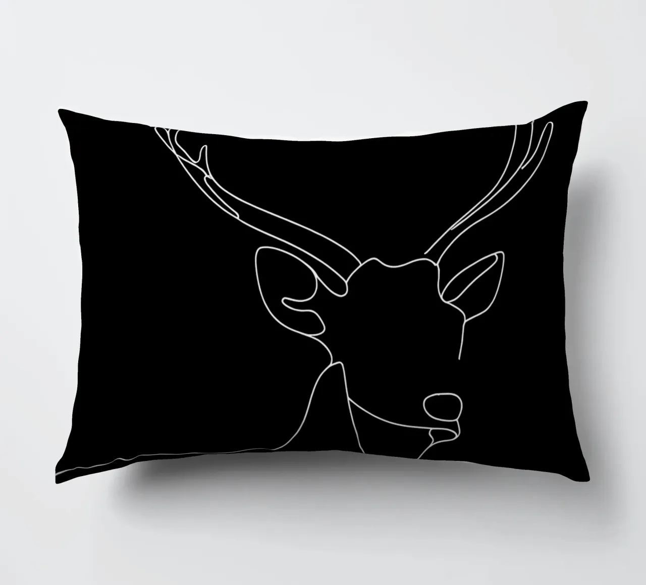 Minimalist One Line Drawing of a Deer | Modern Abstract Art decorative cushion by Viv Line Art