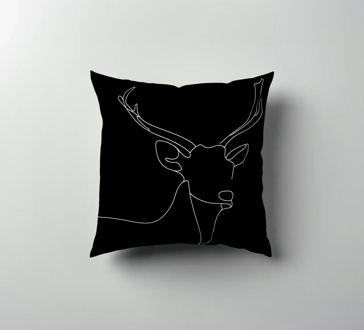 Minimalist One Line Drawing of a Deer | Modern Abstract Art decorative cushion by Viv Line Art