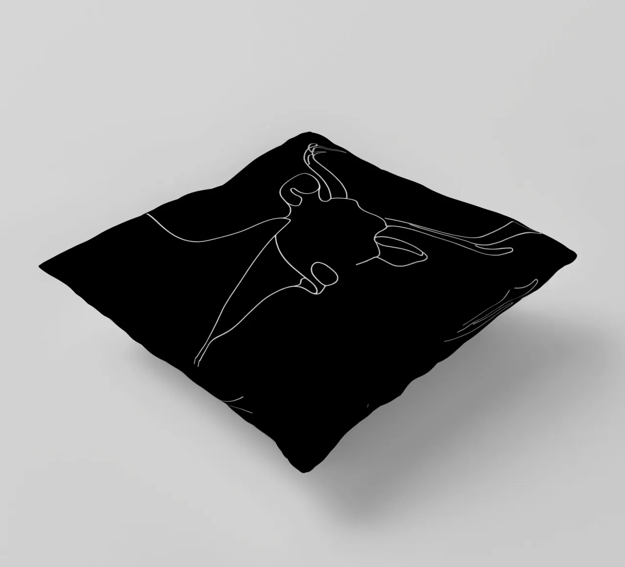 Minimalist One Line Drawing of a Deer | Modern Abstract Art decorative cushion by Viv Line Art