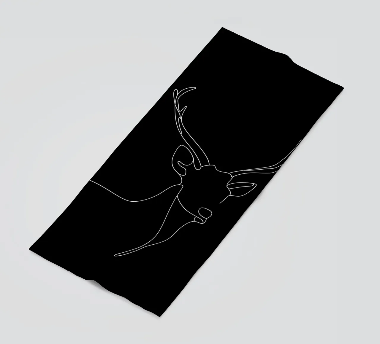Minimalist One Line Drawing of a Deer | Modern Abstract Art beach towel by Viv Line Art