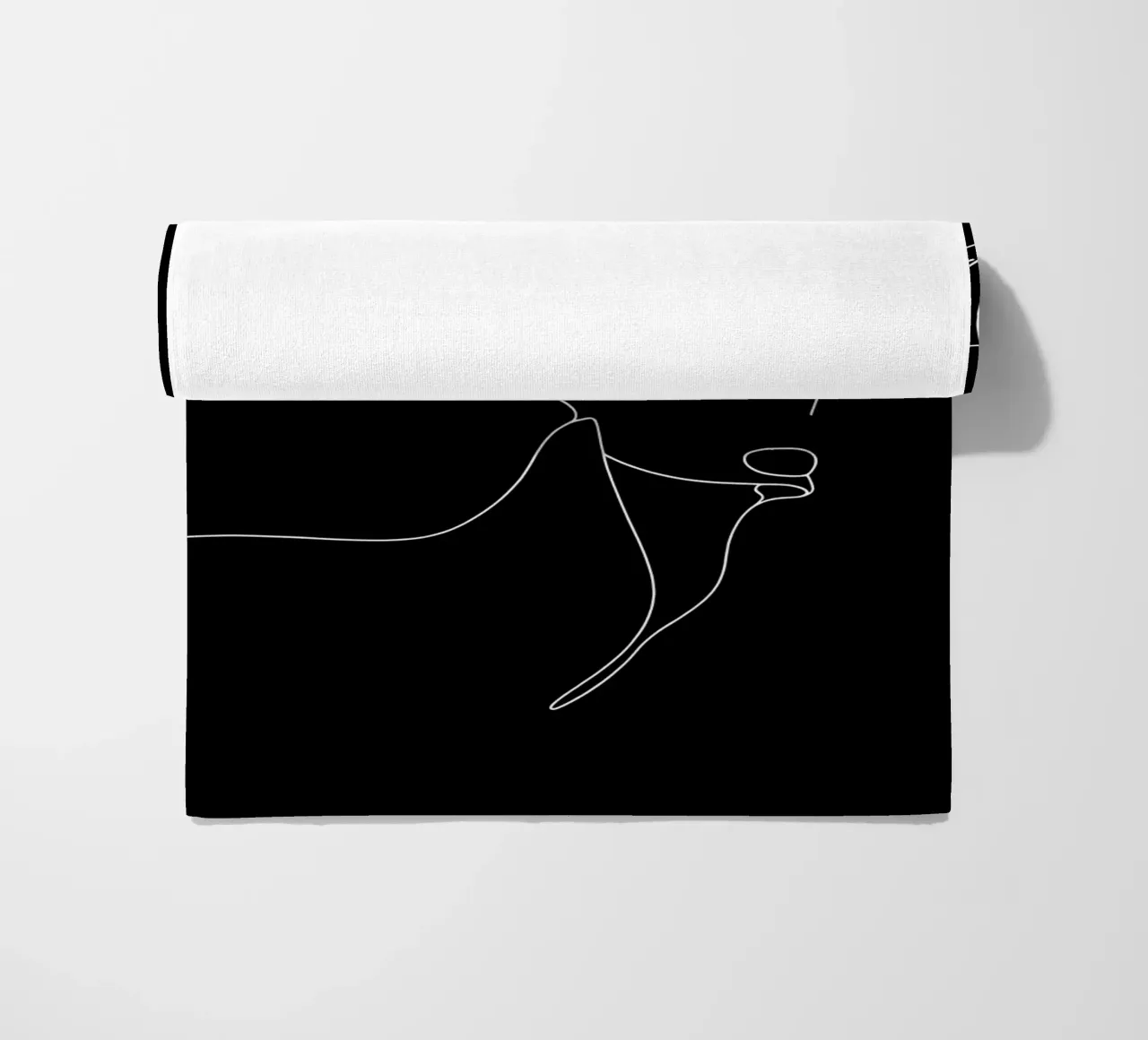 Minimalist One Line Drawing of a Deer | Modern Abstract Art beach towel by Viv Line Art