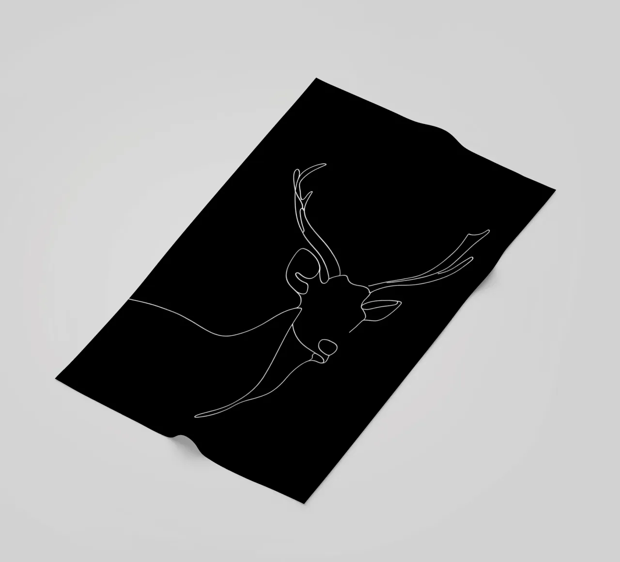 Minimalist One Line Drawing of a Deer | Modern Abstract Art beach towel by Viv Line Art