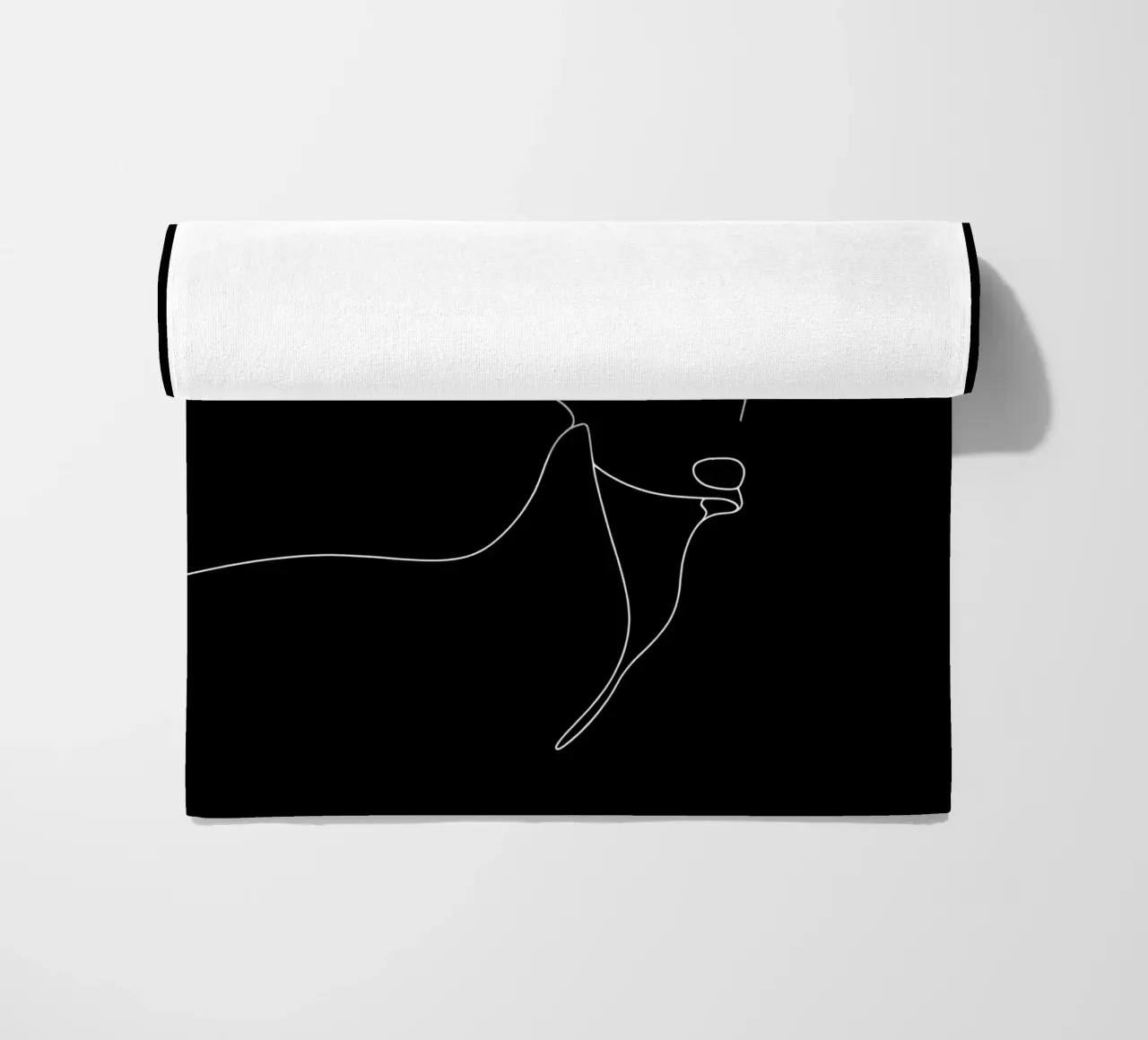 Minimalist One Line Drawing of a Deer | Modern Abstract Art beach towel by Viv Line Art