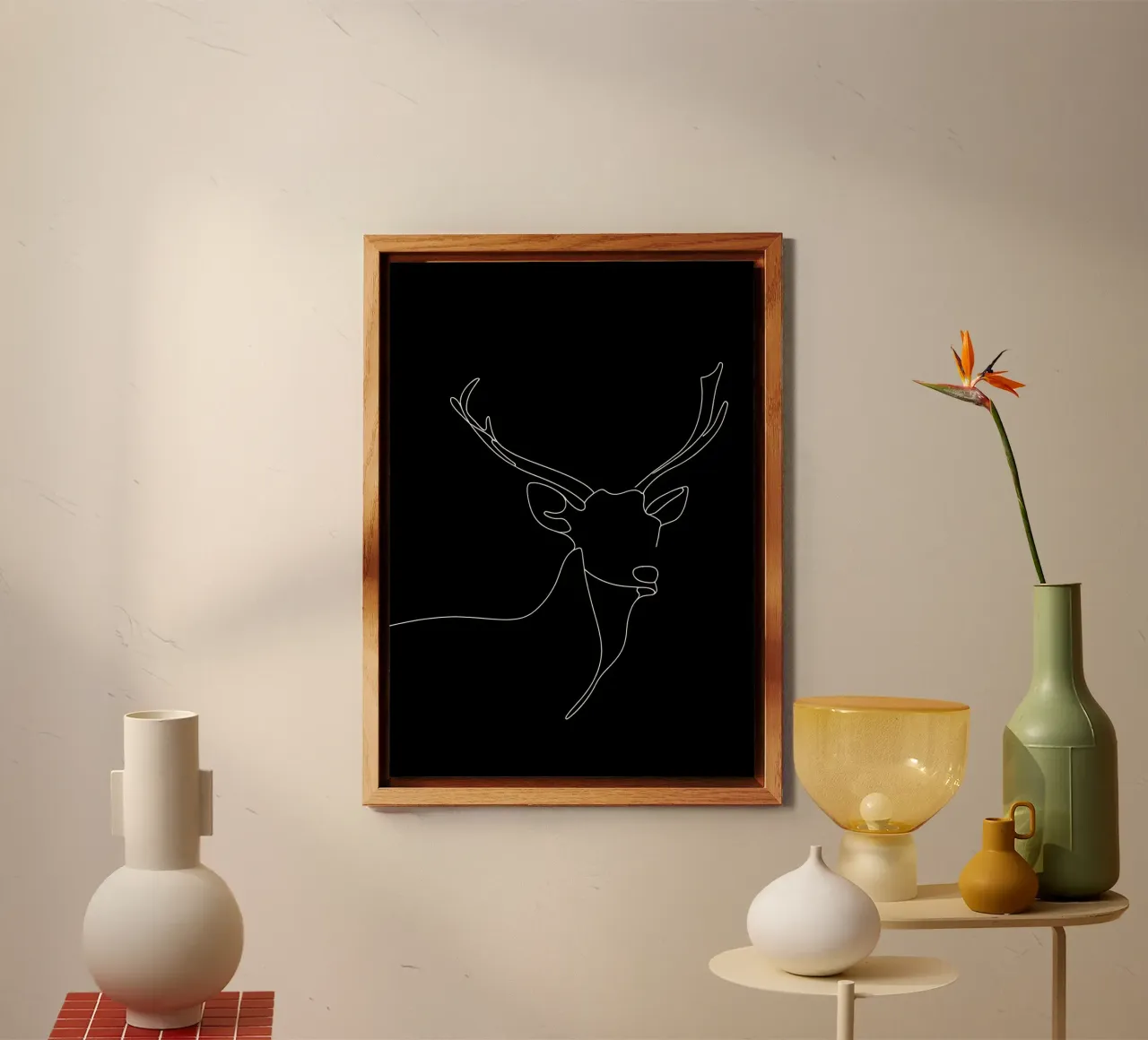 Minimalist One Line Drawing of a Deer | Modern Abstract Art alu-dibond by Viv Line Art