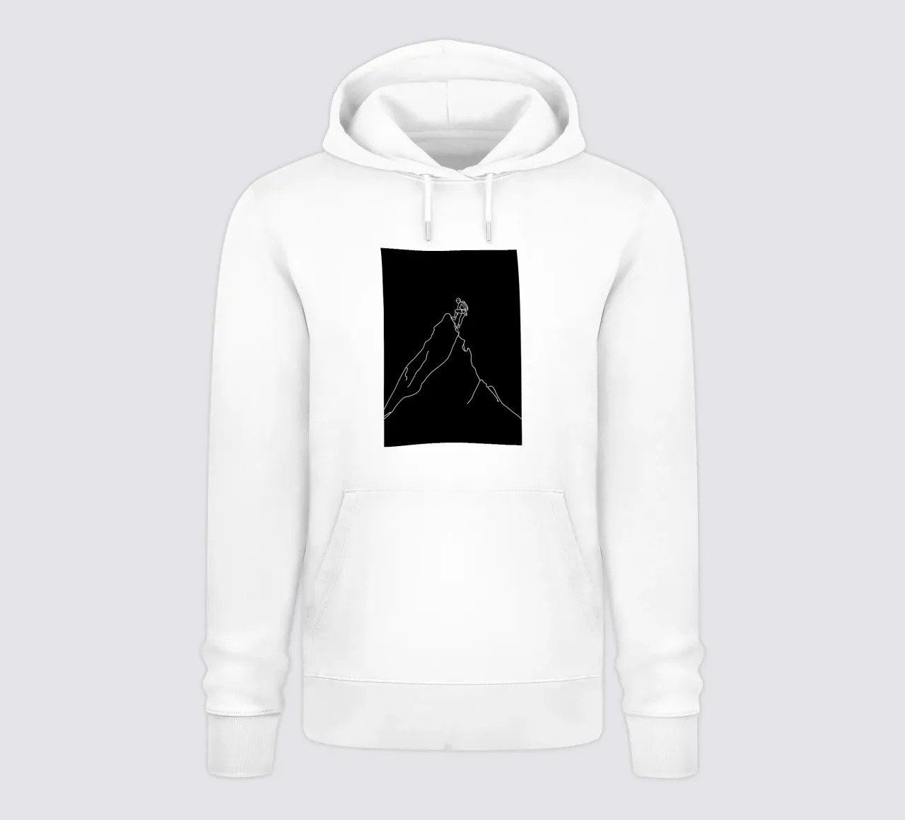 Dibujo minimalista de una línea de un alpinista escalando | Modo sudadera con capucha de Viv Line Art