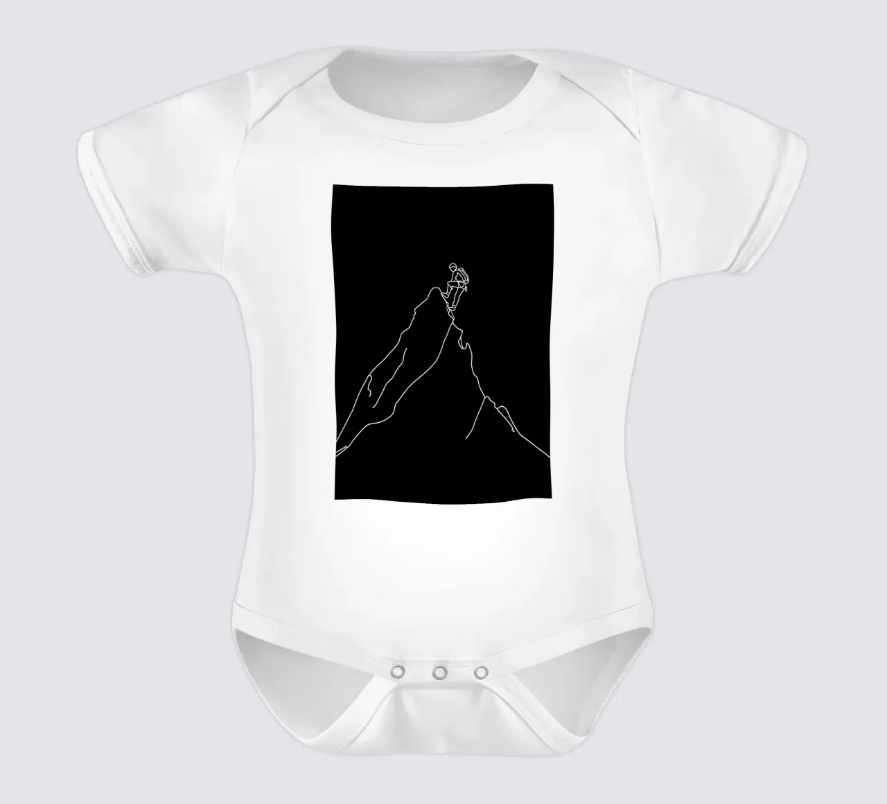 Dessin minimaliste d'une ligne d'un alpiniste en train de grimper | Mode body bébé de Viv Line Art