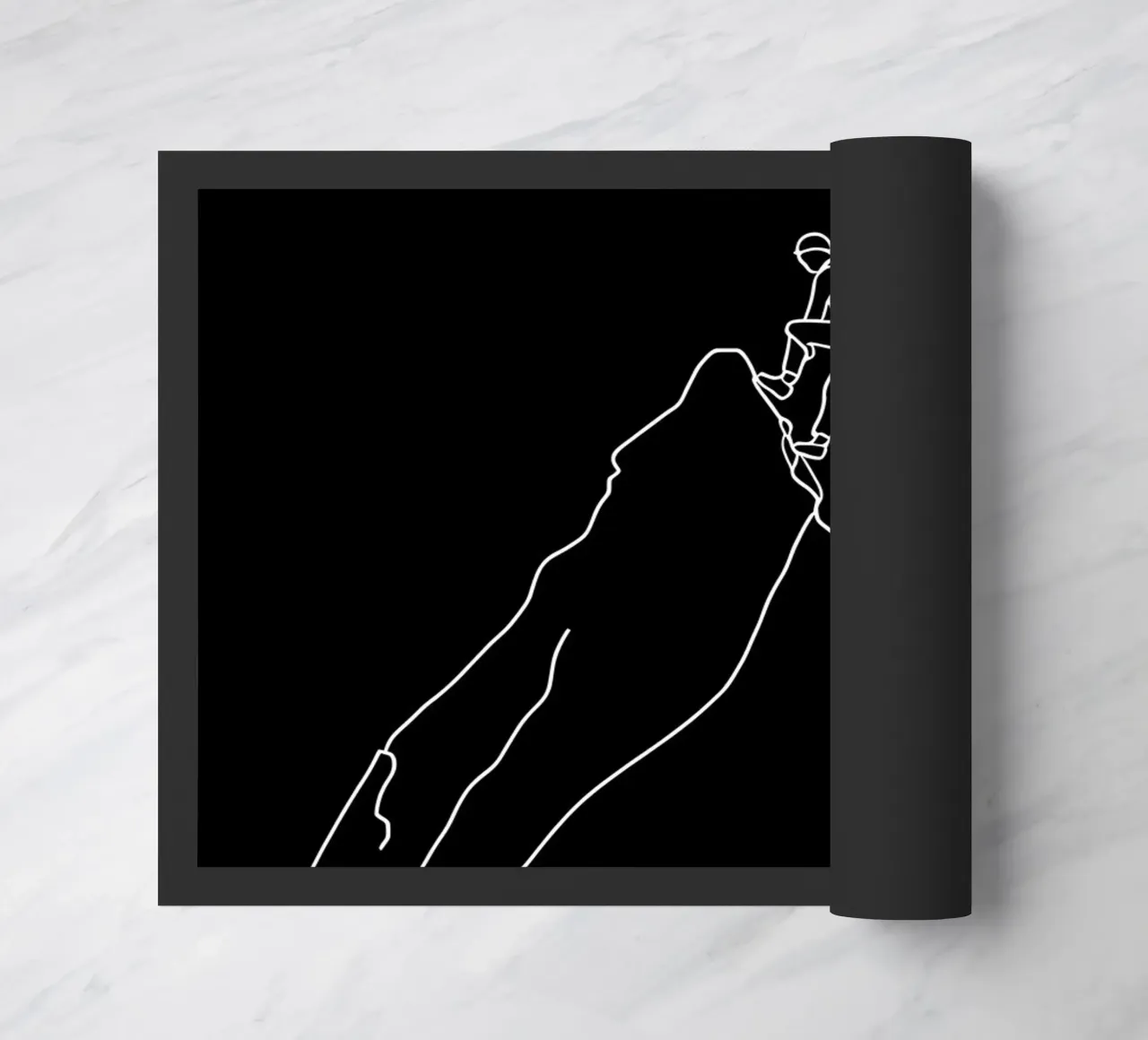 Minimalist One Line Drawing of a Mountaineer Climbing | Mode doormat by Viv Line Art