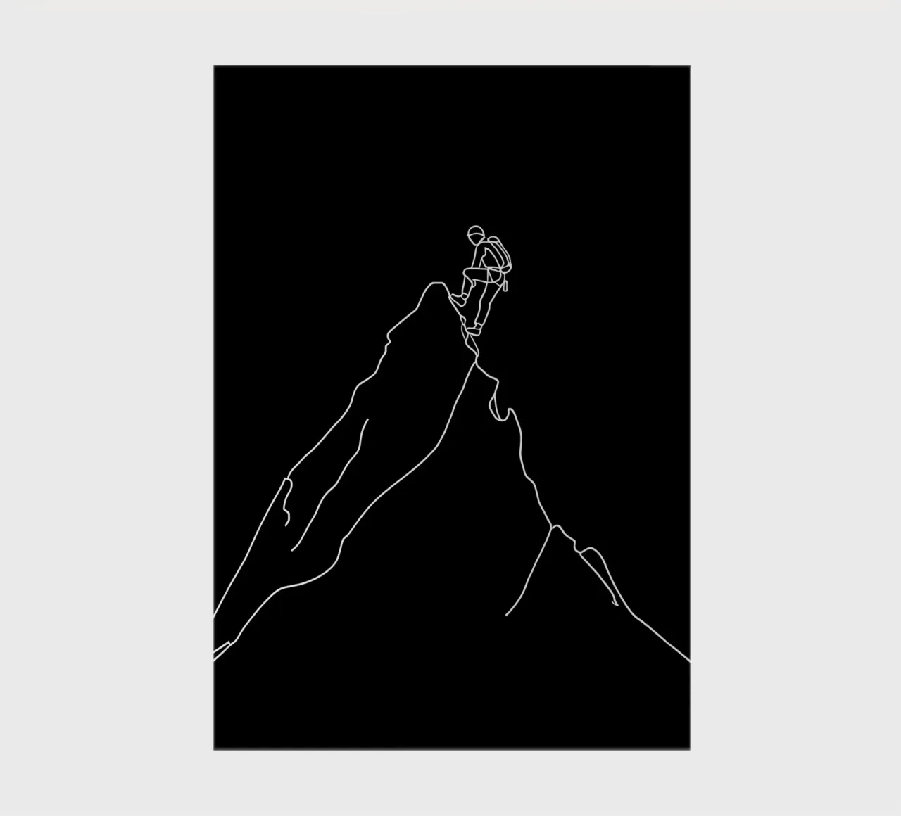 Minimalist One Line Drawing of a Mountaineer Climbing | Mode notebook by Viv Line Art
