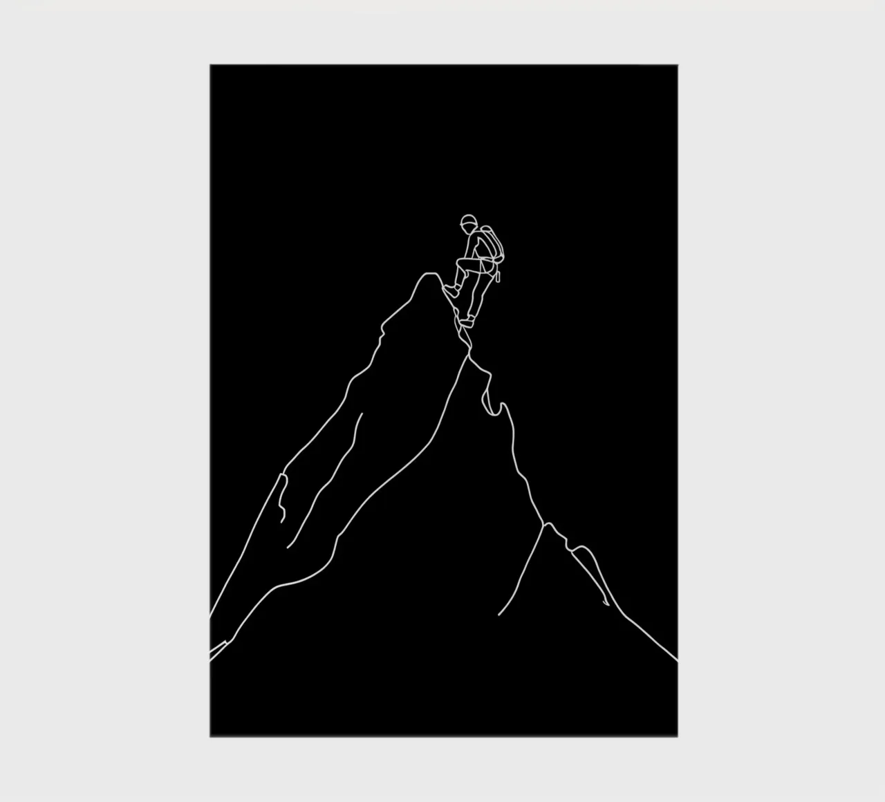 Minimalist One Line Drawing of a Mountaineer Climbing | Mode notebook by Viv Line Art