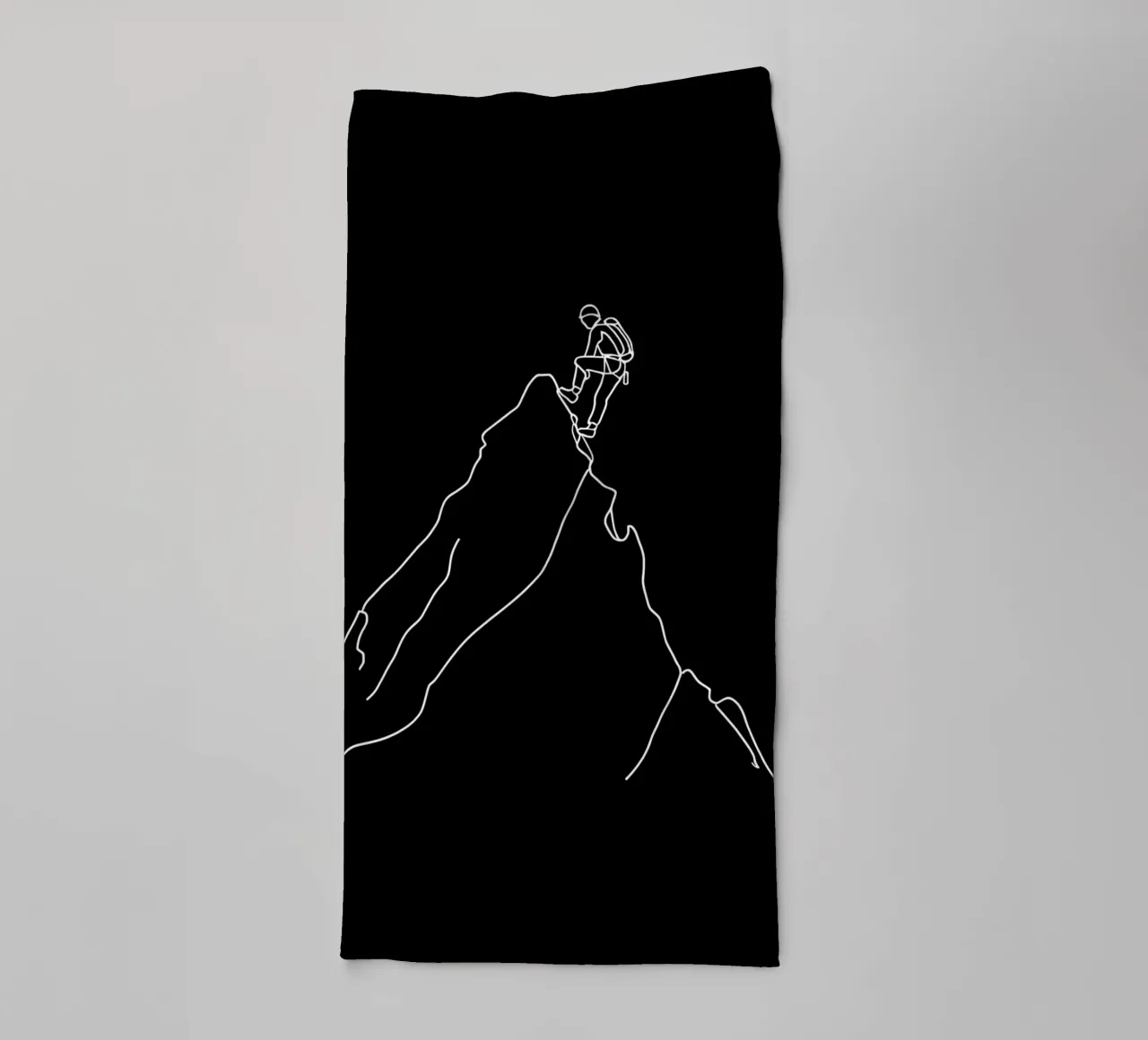 Minimalist One Line Drawing of a Mountaineer Climbing | Mode towel by Viv Line Art