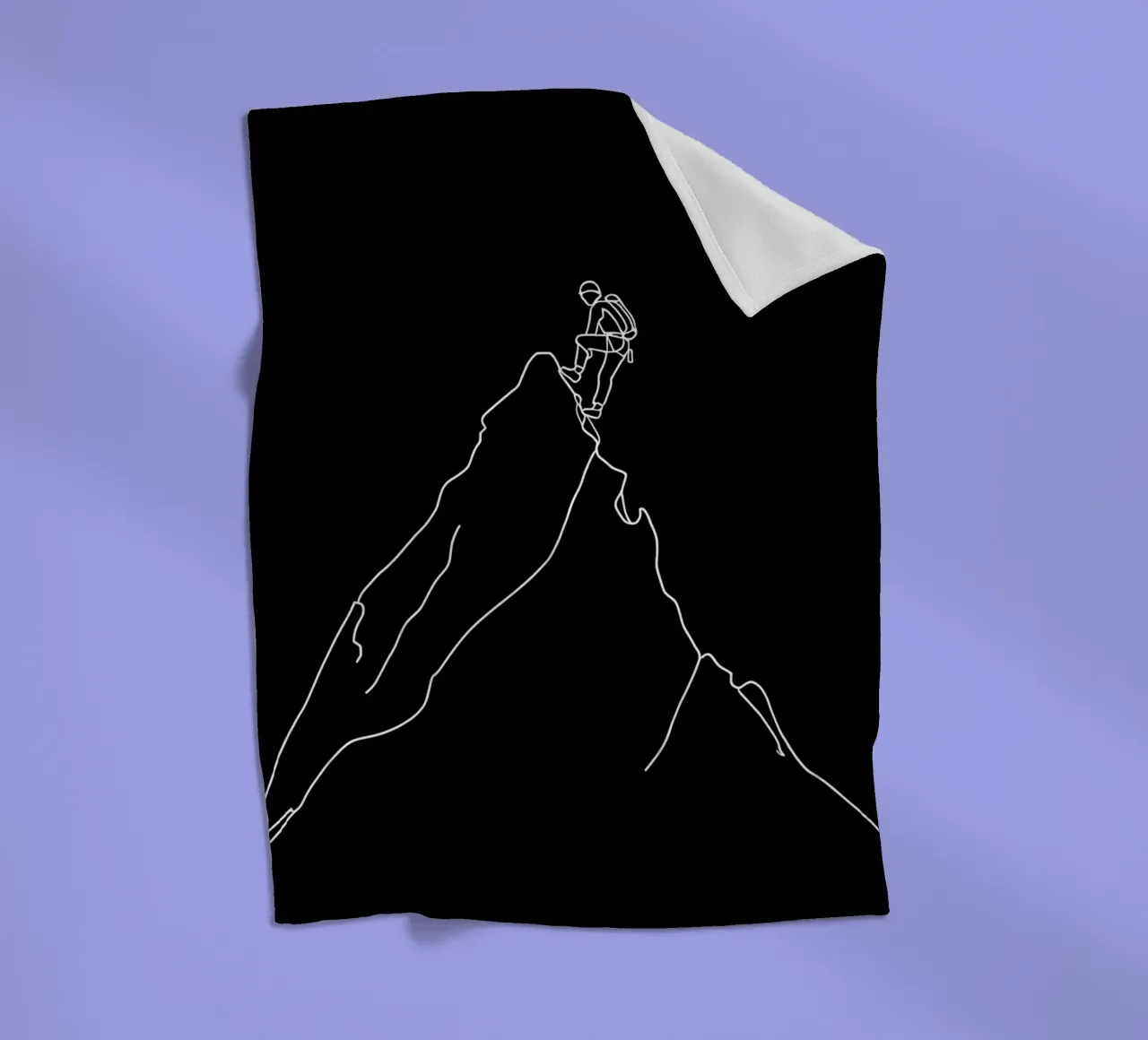 Minimalist One Line Drawing of a Mountaineer Climbing | Mode fleece blanket by Viv Line Art