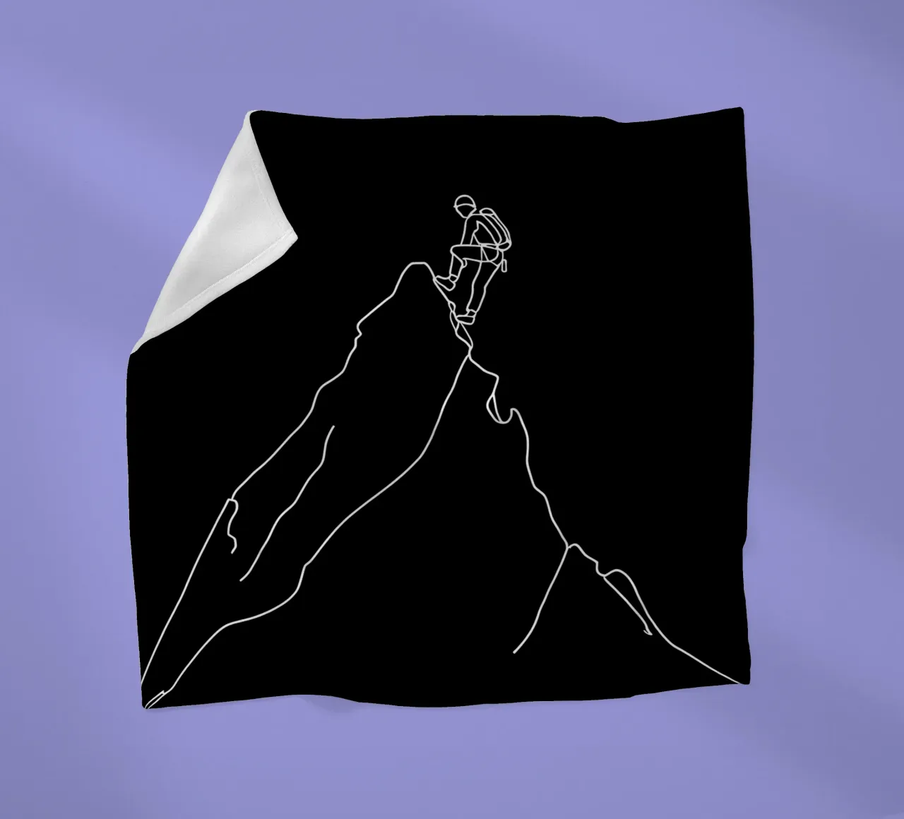 Minimalist One Line Drawing of a Mountaineer Climbing | Mode fleece blanket by Viv Line Art