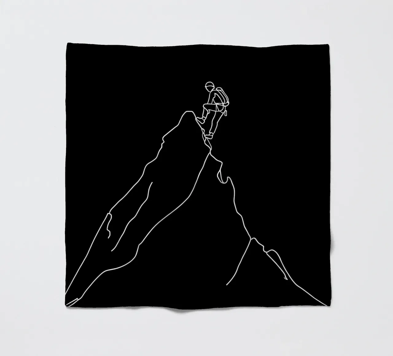 Minimalist One Line Drawing of a Mountaineer Climbing | Mode fleece blanket by Viv Line Art