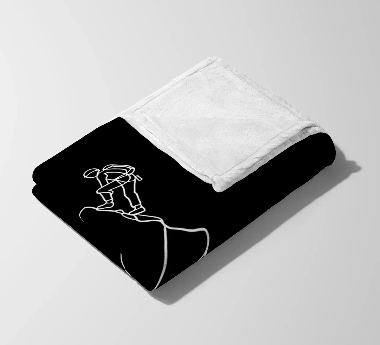 Minimalist One Line Drawing of a Mountaineer Climbing | Mode fleece blanket by Viv Line Art