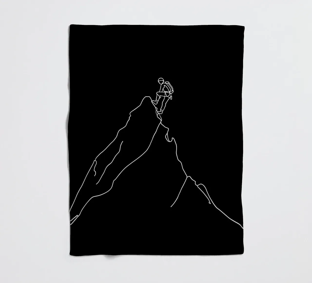 Minimalist One Line Drawing of a Mountaineer Climbing | Mode fleece blanket by Viv Line Art