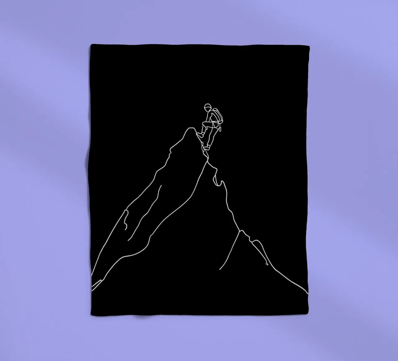 Minimalist One Line Drawing of a Mountaineer Climbing | Mode fleece blanket by Viv Line Art