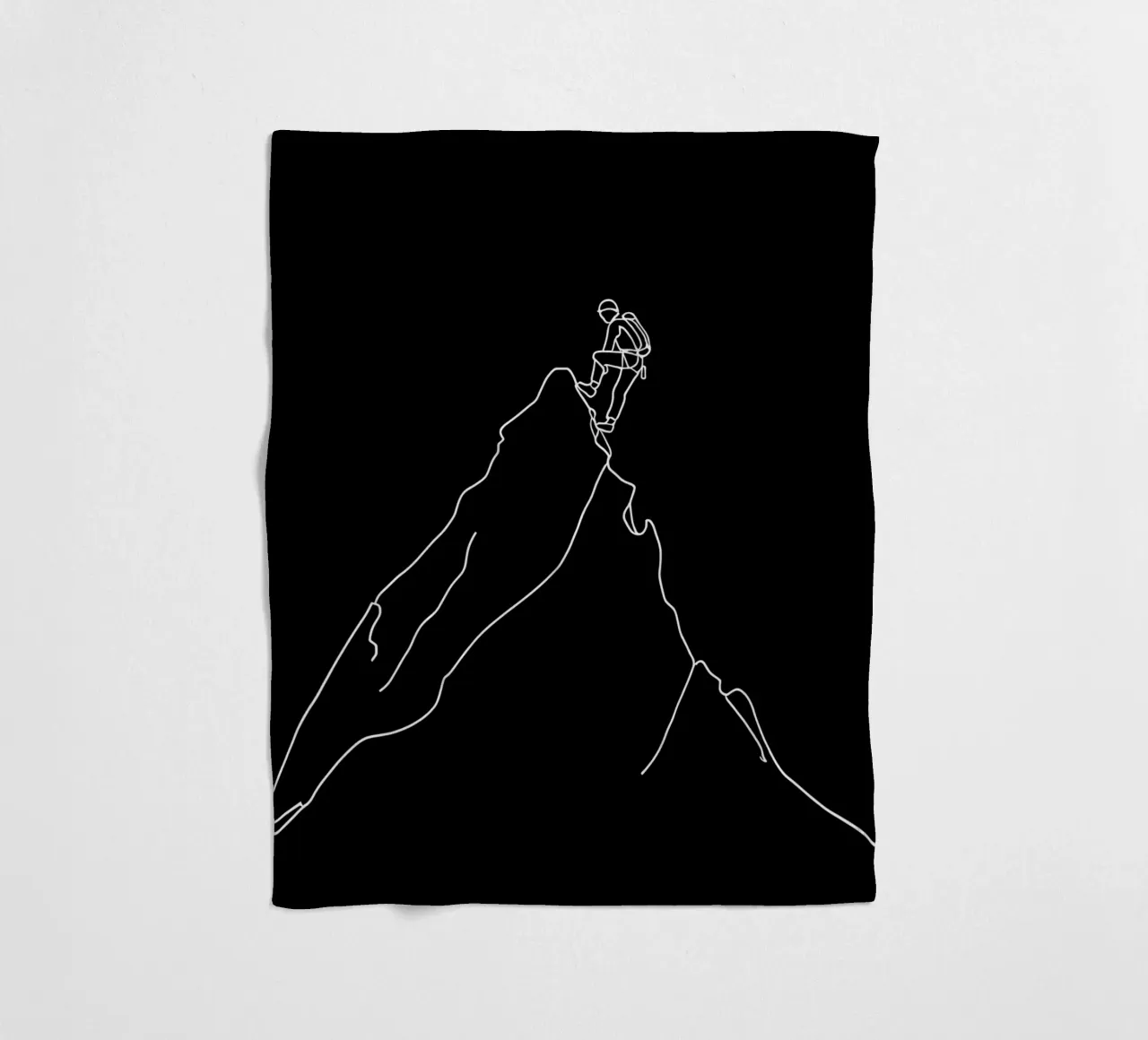 Minimalist One Line Drawing of a Mountaineer Climbing | Mode fleece blanket by Viv Line Art