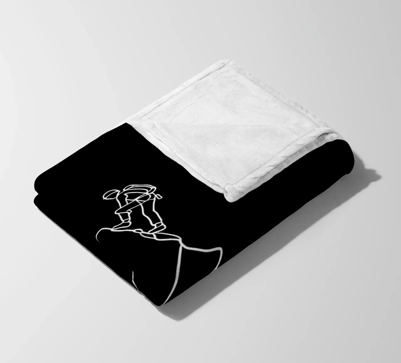 Minimalist One Line Drawing of a Mountaineer Climbing | Mode fleece blanket by Viv Line Art