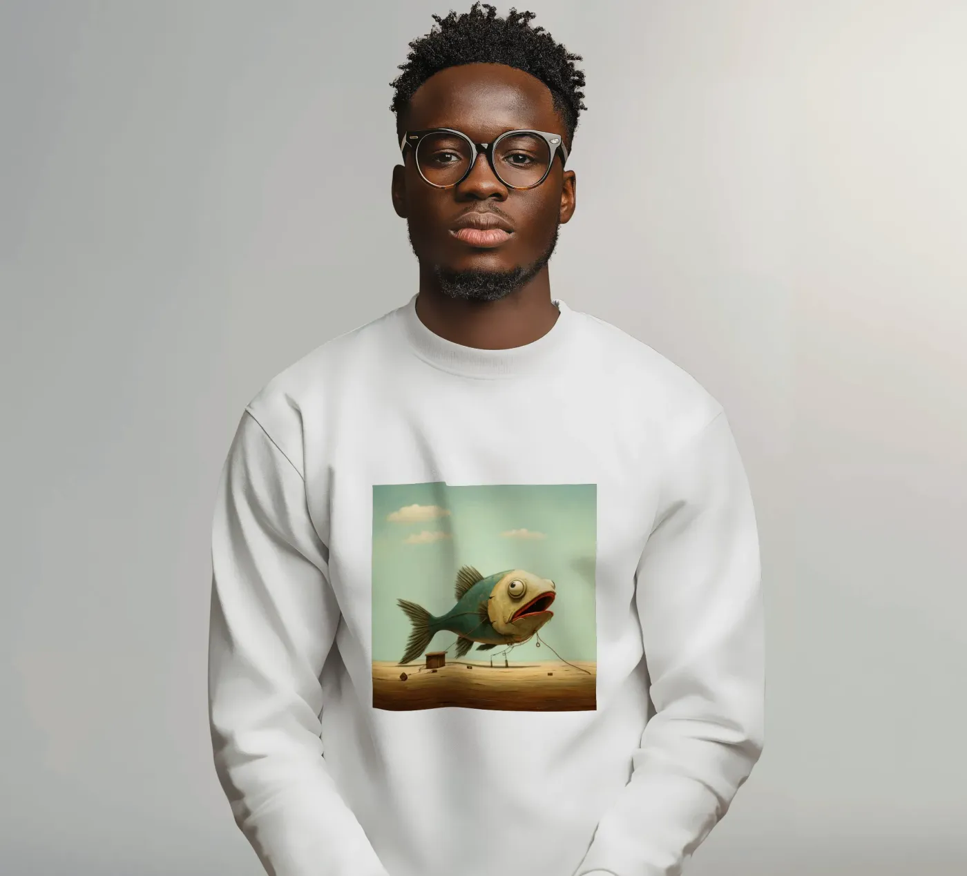 Minimum Haddock sweatshirt by Minimal Animal Art